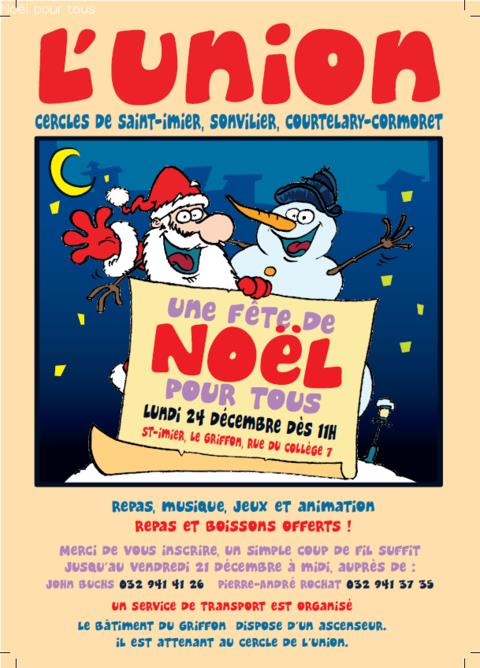 La neuvième édition de Noël pour tous se déroulera le 24 décembre à Saint-Imier