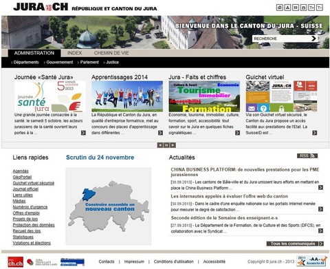 le site internet du canton du Jura
