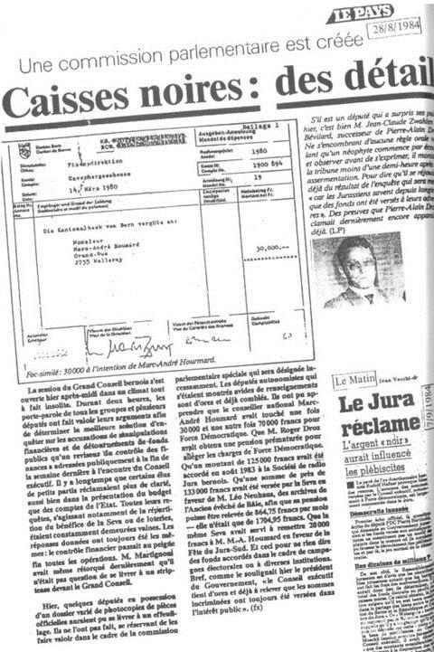 L’affaire des caisses noires révélée dans la presse (« Les caisses noires », Rudolf Hafner, éditions Heuwinkel, 1988)