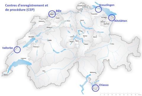Centres d'enregistrement et de procédure en Suisse