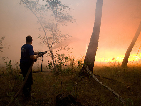 Feux de forêt en Sibérie en raison d'une forte sécheresse automnale