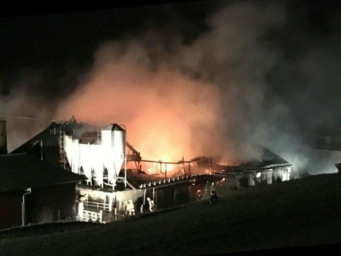 Etable et installation photovoltaïque détruites par les flammes