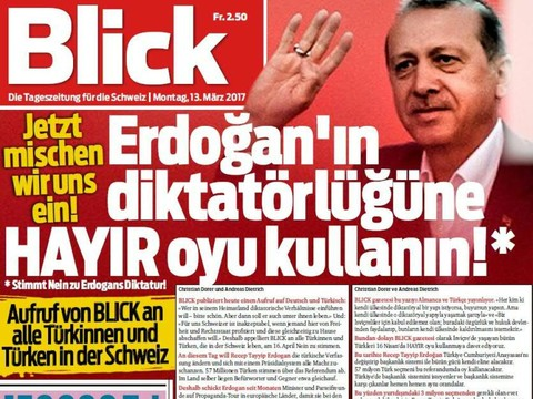 Le Blick appelle au rejet du référendum en Turquie