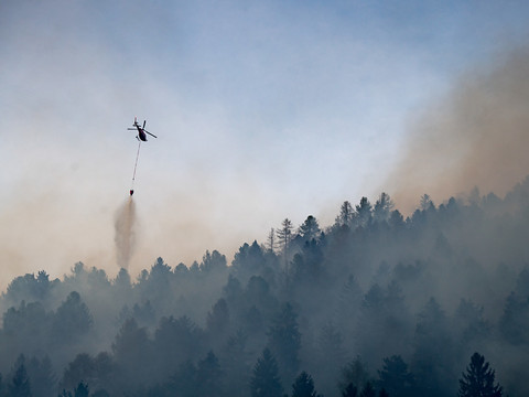 Feu de forêt au dessus de Faido (TI)