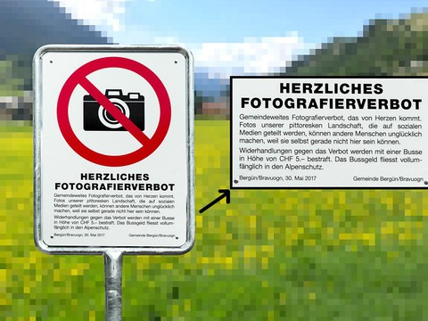 Coup de pub à Bergün: photos interdites pour ne pas faire de jaloux