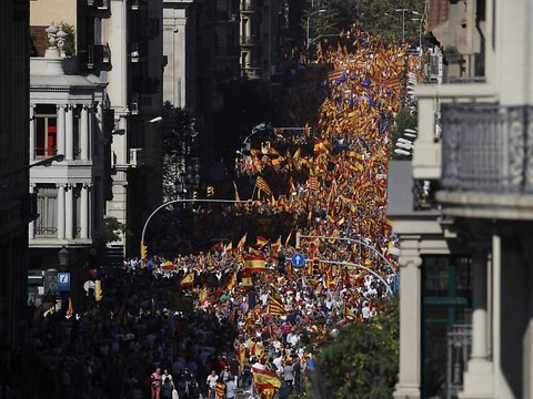 Les partisans de l'unité espagnole dans les rues de Barcelone