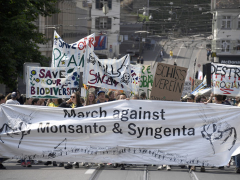 Agrochimie: manifestation contre les entreprises Monsanto et Syngenta