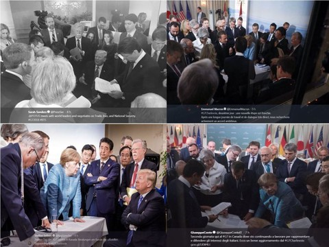 Guerre d'images au G7: un instant-clé, cinq photos, cinq versions