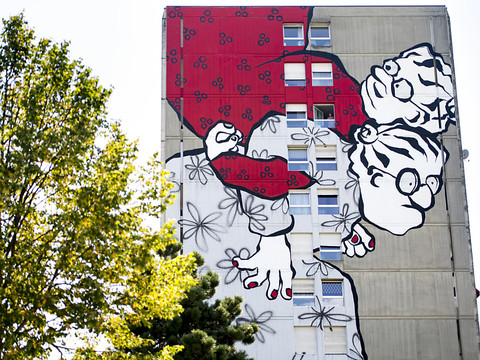 Une fresque géante illumine la façade d'un immeuble d'Yverdon (VD)