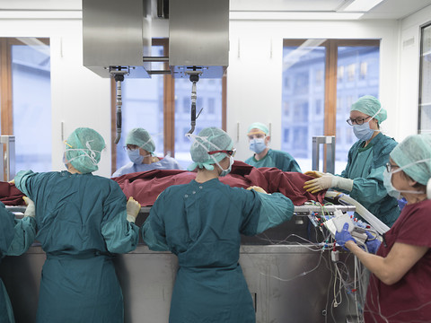 Des étudiants travaillent avec des chirurgiens sur des cas réels