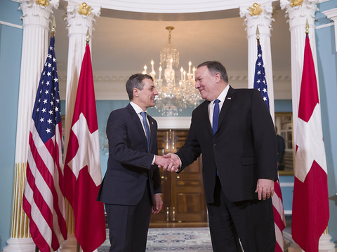 Le secrétaire d'Etat américain Mike Pompeo en visite en Suisse