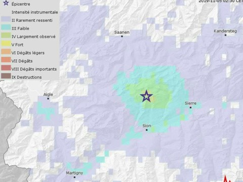 Au moins huit séismes légers ressentis en Valais central