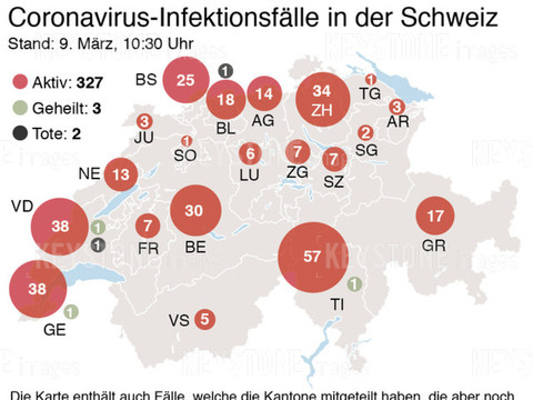 Le nombre de cas de Covid-19 passe la barre des 300 en Suisse