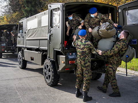 Entrée en service des premiers soldats sanitaires à Moudon (VD)