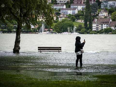 Hausse du niveau du lac de Bienne qui a dépassé le niveau de crue