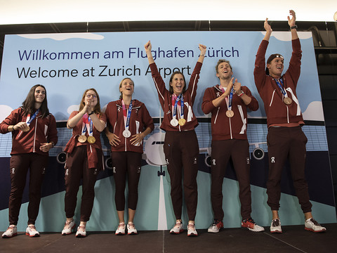 Réception pour les athlètes médaillés aux JO d'été à Macolin (BE)