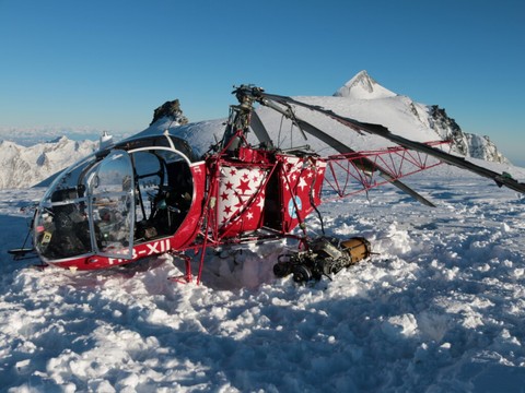 Accident d'hélicoptère à l'atterrissage à Saas-Fee - pas de blessé