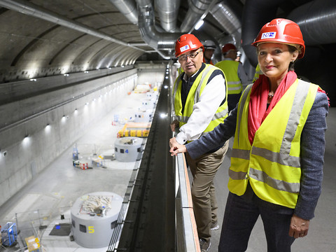 Simonetta Sommaruga en visite à la centrale de Nant de Drance (VS)
