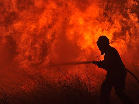 Reprise du feu de forêt dans un parc naturel du centre du Portugal