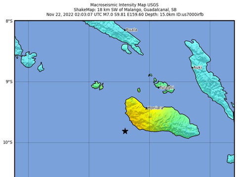 Séisme de magnitude 7 aux îles Salomon, menace de tsunami écartée