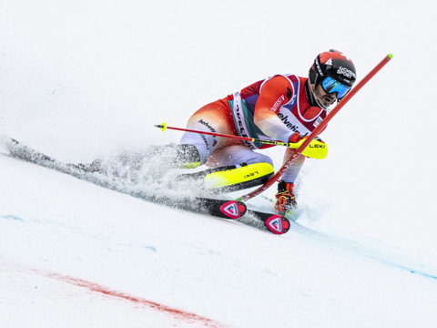 1re manche du slalom: Meillard 2e, Braathen en tête