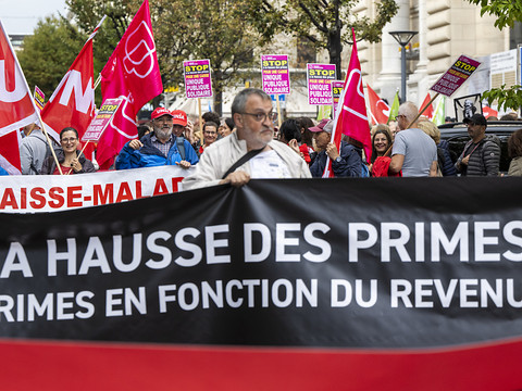 Manifestation en faveur d'une caisse maladie publique unique