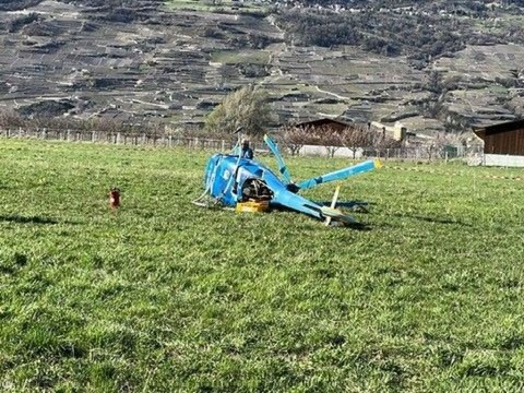 Un blessé léger dans le crash d'un hélicoptère à Vétroz (VS)