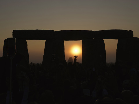 Site préhistorique de Stonehenge aspergé de peinture