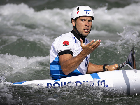 Martin Dougoud en chocolat sur le slalom