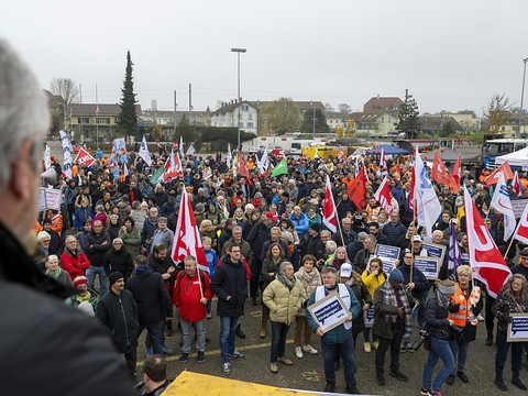 Manifestation pour le maintien de l'aciérie de Gerlafingen SO