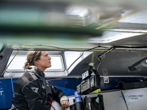 Justine Mettraux au départ en 2028, sur un bateau dernier cri