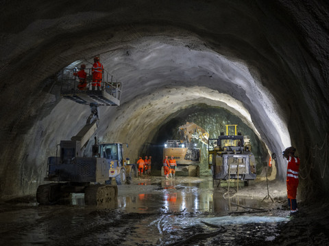 Avancement du chantier du tunnel de Gléresse (BE)