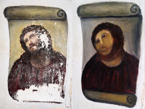 Restauration ratée d'un tableau du Christ: décès de la peintre