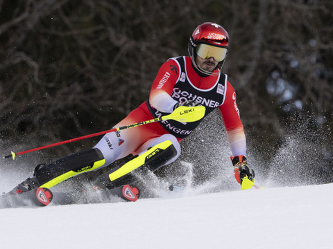 Loïc Meillard 2e de la première manche du slalom de Wengen