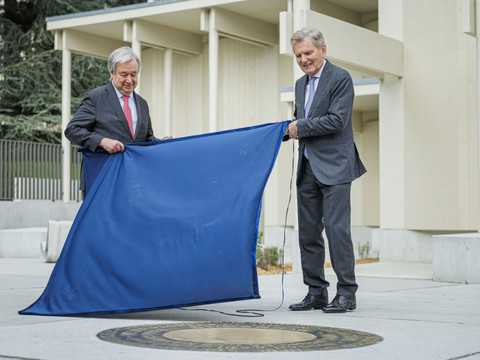 Guterres et Cassis inaugurent le futur Portail des Nations à Genève