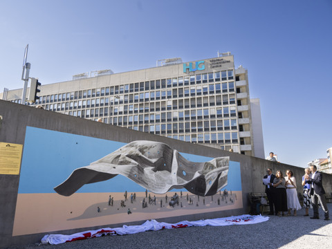 Guerres: une fresque publique à Genève pour la protection des soins