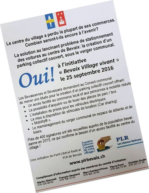 A Bevaix, l'utilisation des armoiries sur le flyers fait débat.