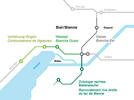 Plan du contournement de Bienne