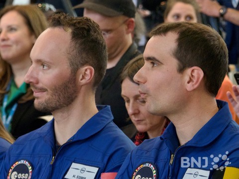 Marco Sieber et Raphaël Liégeois lors de la Conférence de Presse à l'ESA