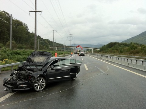 Vue de l'accident sur l'A5 à Pieterlen