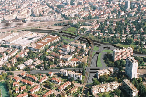 Visualisation de la branche ouest avec la jonction Bienne-Centre à ciel ouvert