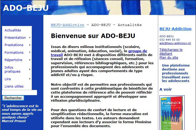 ADO-BEJU a inauguré son nouveau site Internet début novembre