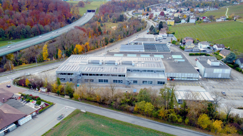 Vue aérienne du nouveau bâtiment de Mikron Automation, pas complètement terminé, mais inauguré lundi (photo : Mikron).