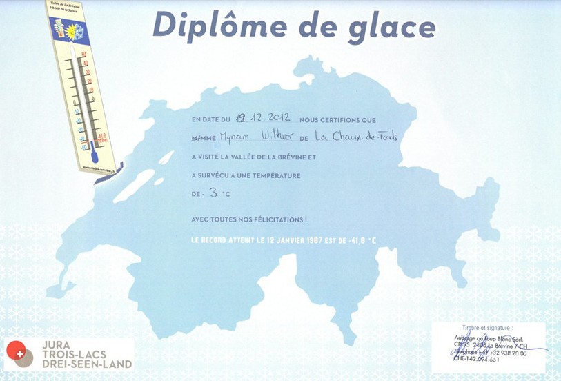 Les visiteurs du village ont droit à un diplôme qui prouve leur résistance au froid !
