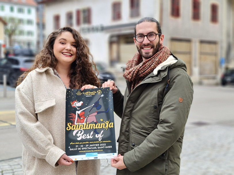 Cézanne Trummer, responsable communication et Sandro Morandin, chef de la troupe Saintimania se réjouissent de brûler les planches en janvier avec leur équipe.