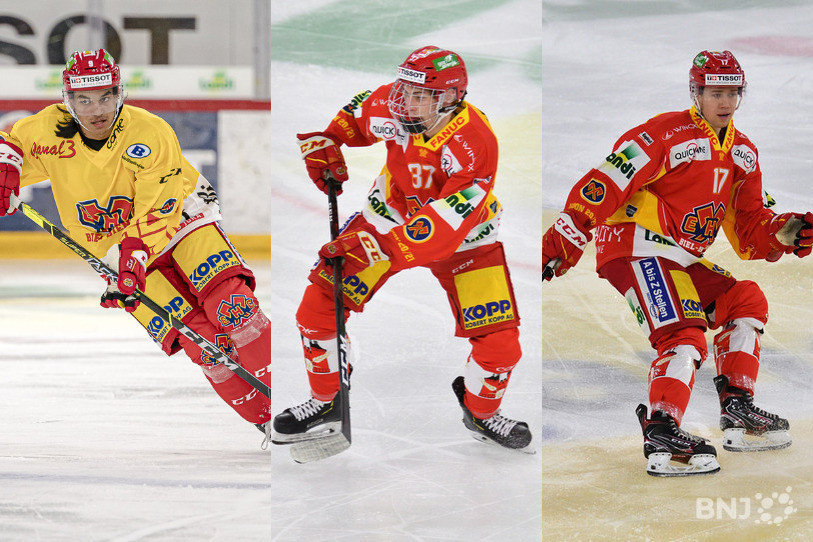 Noah Delémont, Lilian Garessus et Jérémie Bärtschi vont troquer le maillot biennois pour celui de l'équipe de Suisse.