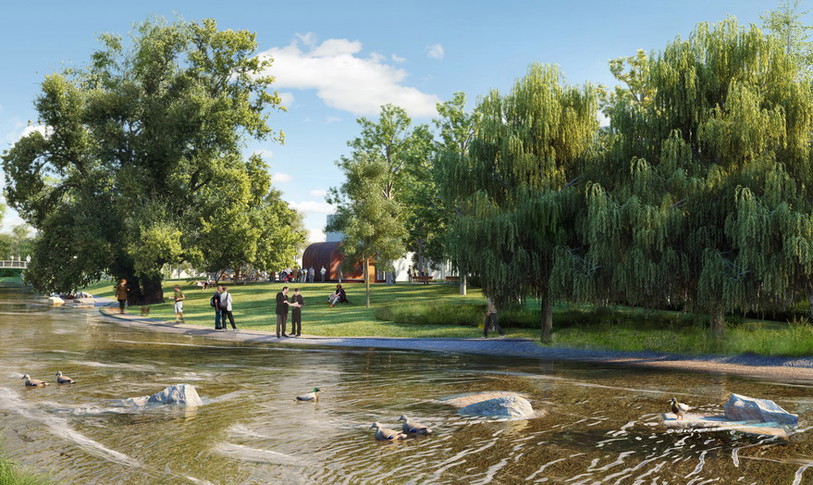 Plans du parc public Ile-de-la-Suze à Bienne