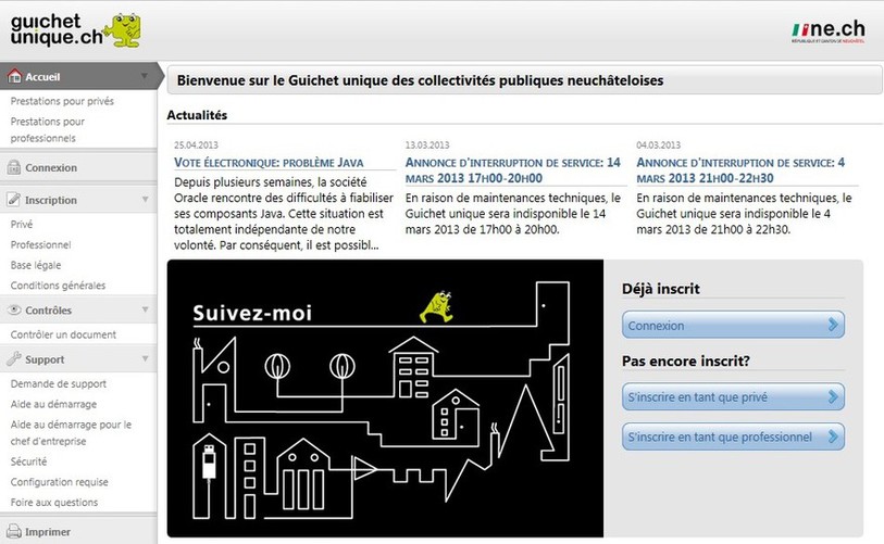 Le site du Guichet unique.