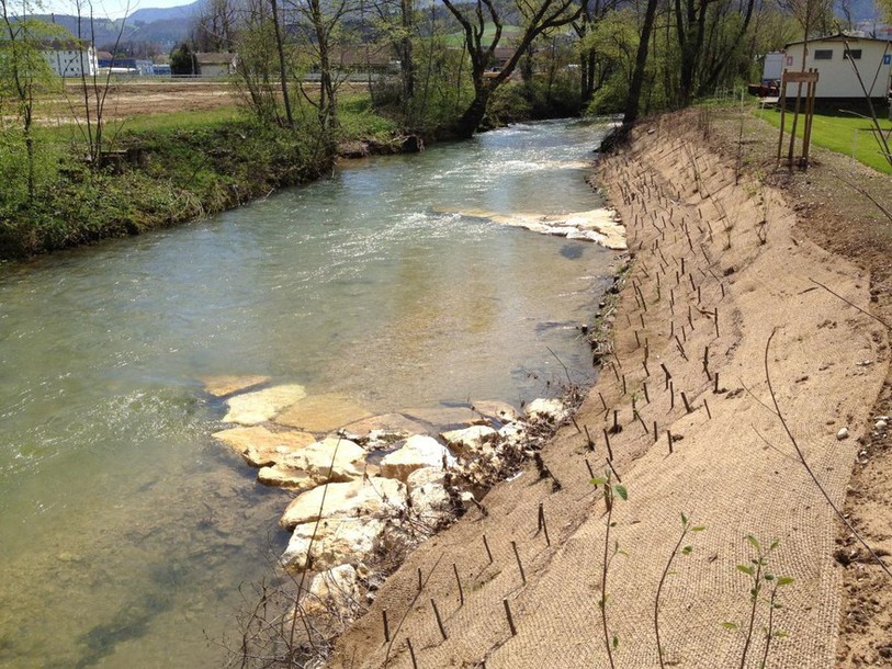 Un talus stabilisé dans le secteur du camping [photo: ville de Delémont].