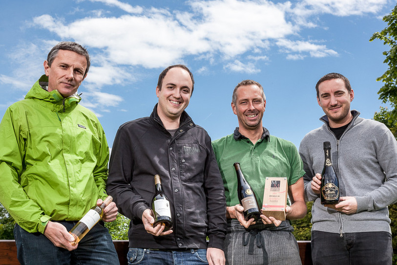 Les vignerons récompensés: Christophe Landry (la Clavenière), Benoît de Montmollin (domaine de Montmollin), Jean-Claude Angelrath (domaine Angelrath), Julien Guerin (caves Mauler)